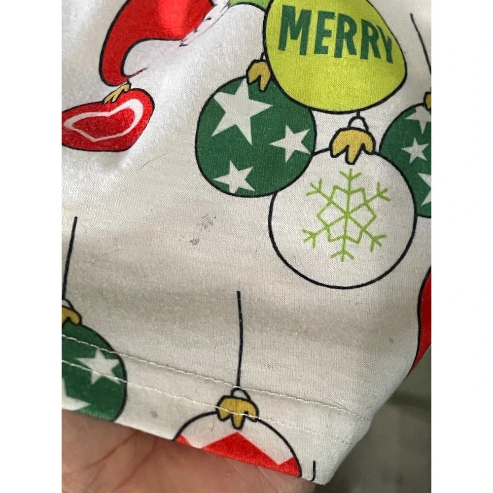 Girl's Festive Christmas Green Fluffy Vest Ornaments White Dress Size 4Y Used